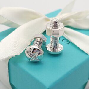 Vintage Tiffany & Co. Sterling Silver Nut & Bolt Men`s Cuff Links Cufflinks